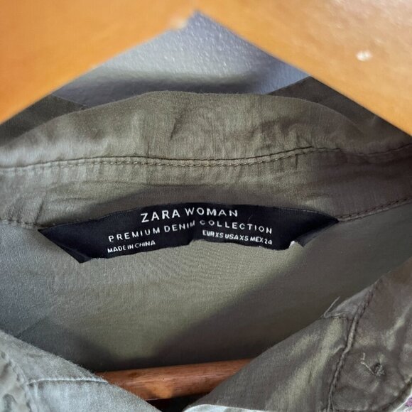 Zara floral embroidered button down shirt Green Size XS - Picture 6 of 14